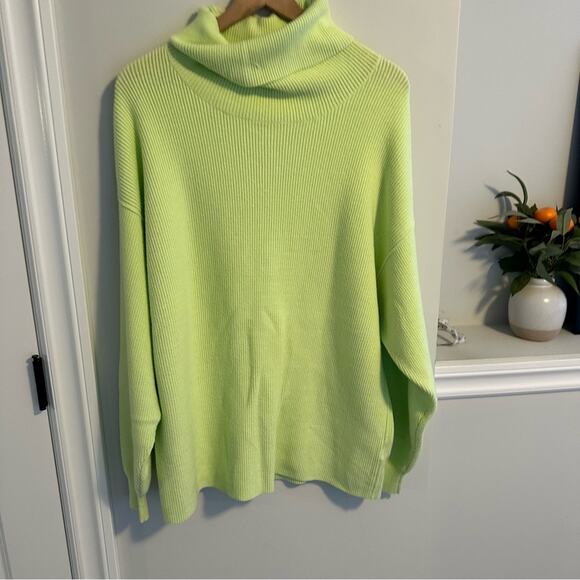 Free People Bright Lime Green Turtleneck Sweater Medium - Picture 14 of 14